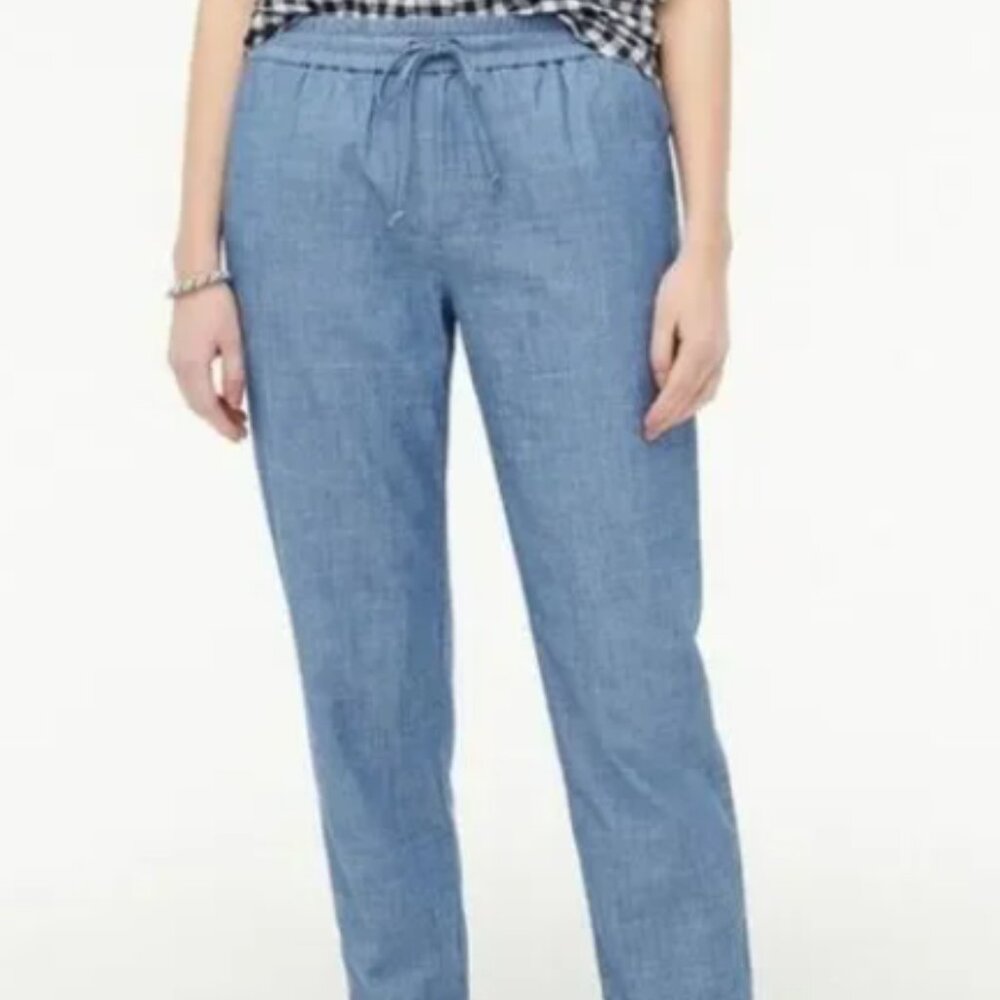 J. Crew Women’s Chambray Cropped Drawstring Pants in Blue